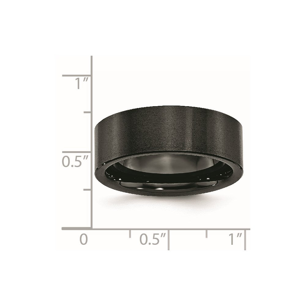 Unisex Fashion Jewelry, Chisel Brand Black Ceramic Flat 8mm Brushed Ring Band