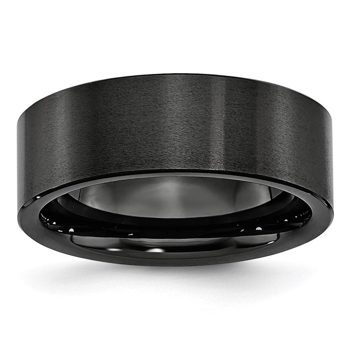 Unisex Fashion Jewelry, Chisel Brand Black Ceramic Flat 8mm Brushed Ring Band