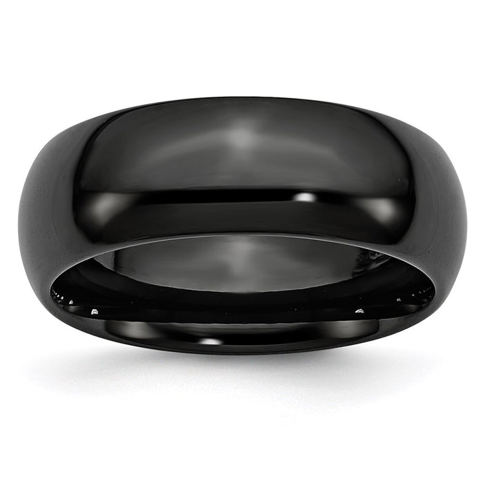 Unisex Fashion Jewelry, Chisel Brand Black Ceramic 8mm Polished Ring Band