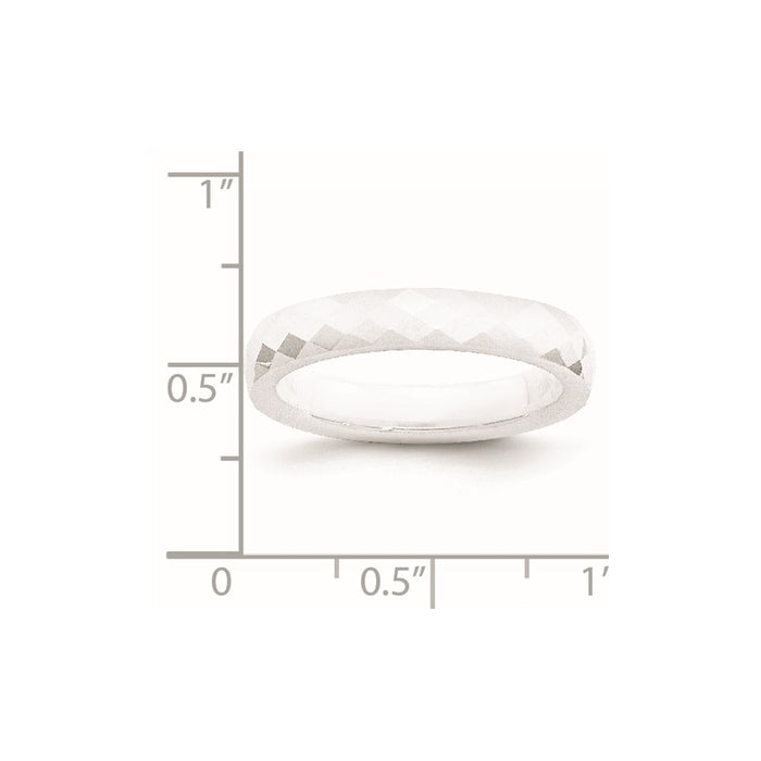 Unisex Fashion Jewelry, Chisel Brand Ceramic White 4mm Faceted Polished Ring Band