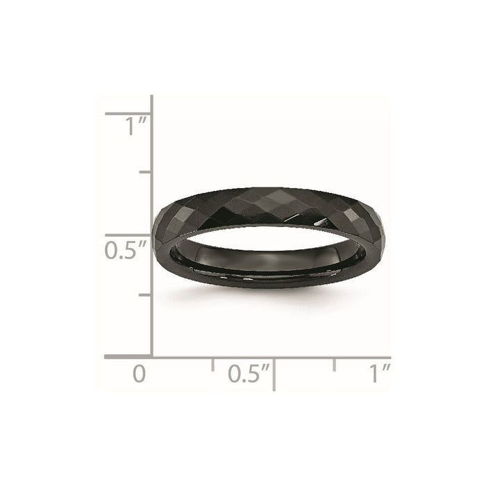 Unisex Fashion Jewelry, Chisel Brand Ceramic Black 4mm Faceted Polished Ring Band