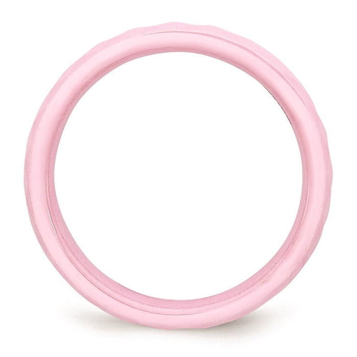 Women's Fashion Jewelry, Chisel Brand Ceramic Pink 4mm Faceted Polished Ring Band
