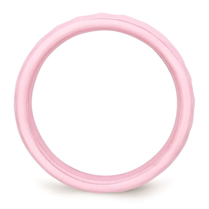 Women's Fashion Jewelry, Chisel Brand Ceramic Pink 4mm Faceted Polished Ring Band
