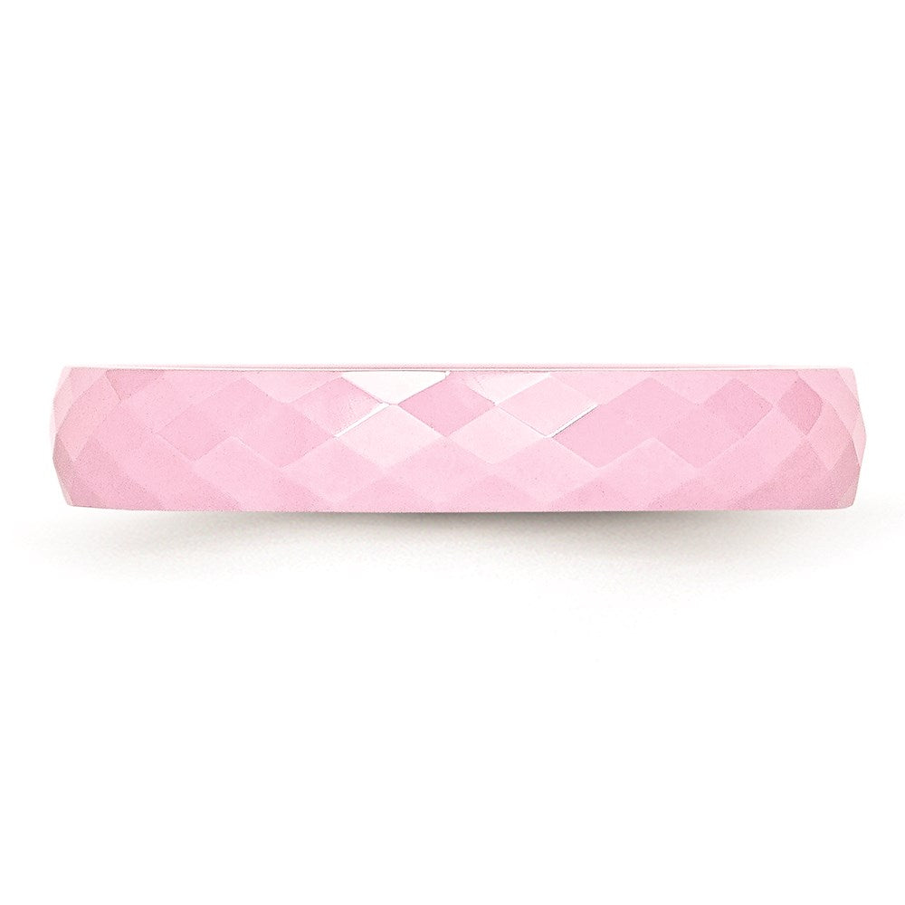 Women's Fashion Jewelry, Chisel Brand Ceramic Pink 4mm Faceted Polished Ring Band