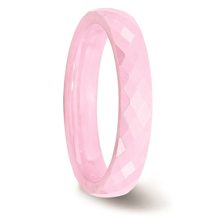Women's Fashion Jewelry, Chisel Brand Ceramic Pink 4mm Faceted Polished Ring Band