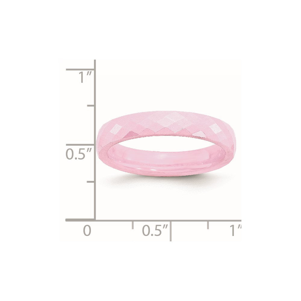 Women's Fashion Jewelry, Chisel Brand Ceramic Pink 4mm Faceted Polished Ring Band