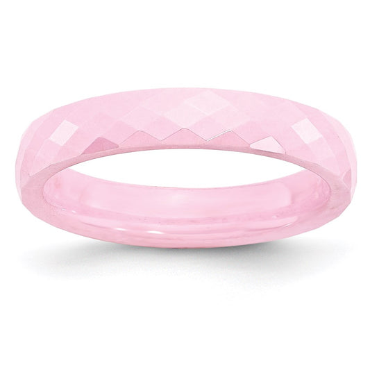 Women's Fashion Jewelry, Chisel Brand Ceramic Pink 4mm Faceted Polished Ring Band