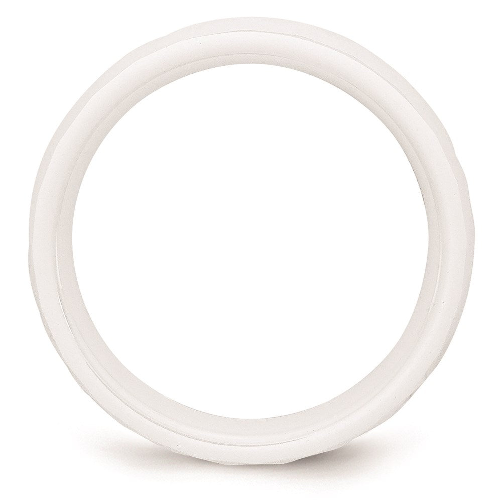 Unisex Fashion Jewelry, Chisel Brand Ceramic White 6mm Faceted Polished Ring Band