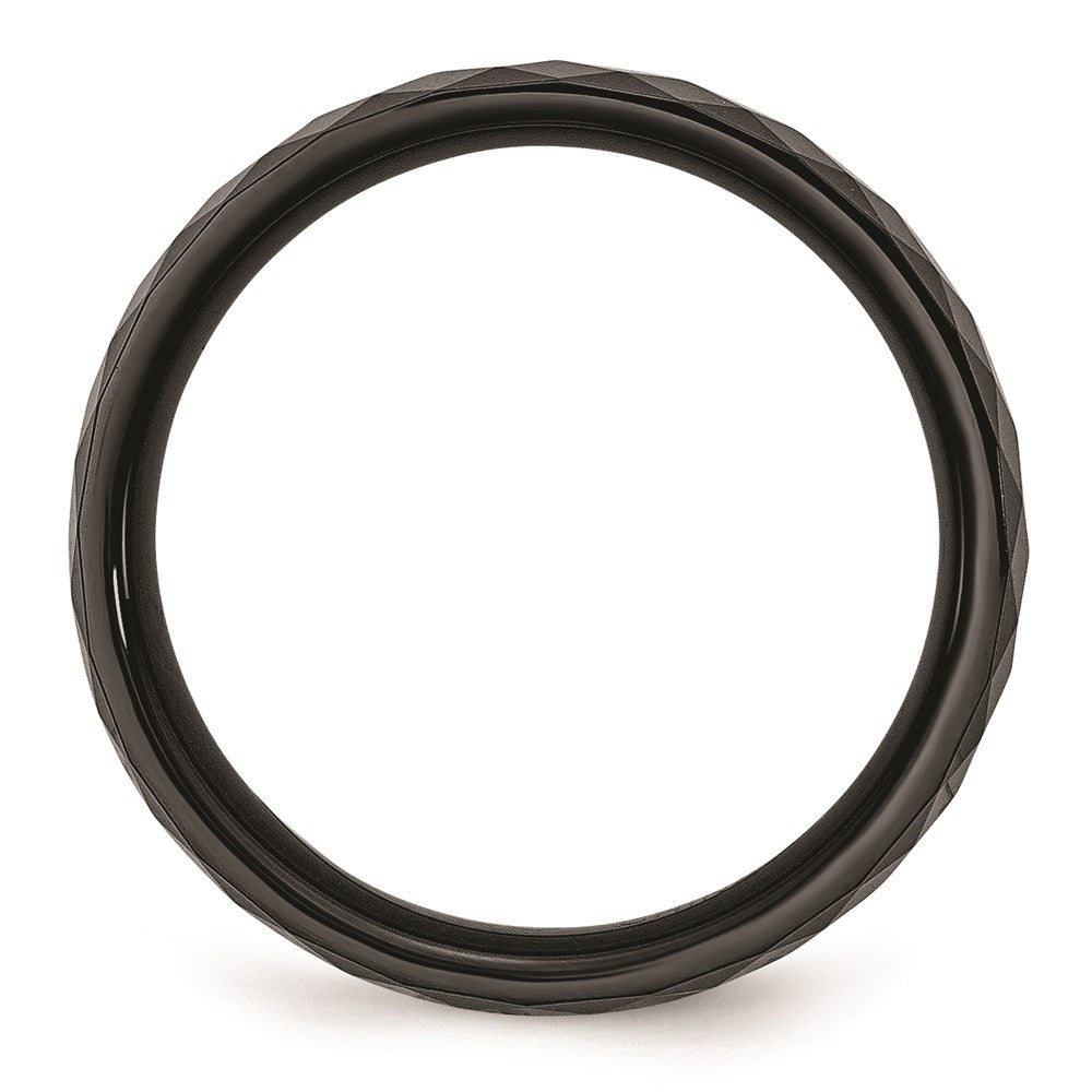 Unisex Fashion Jewelry, Chisel Brand Ceramic Black 6mm Faceted Polished Ring Band