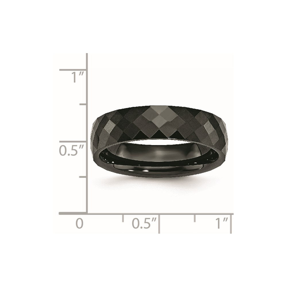 Unisex Fashion Jewelry, Chisel Brand Ceramic Black 6mm Faceted Polished Ring Band