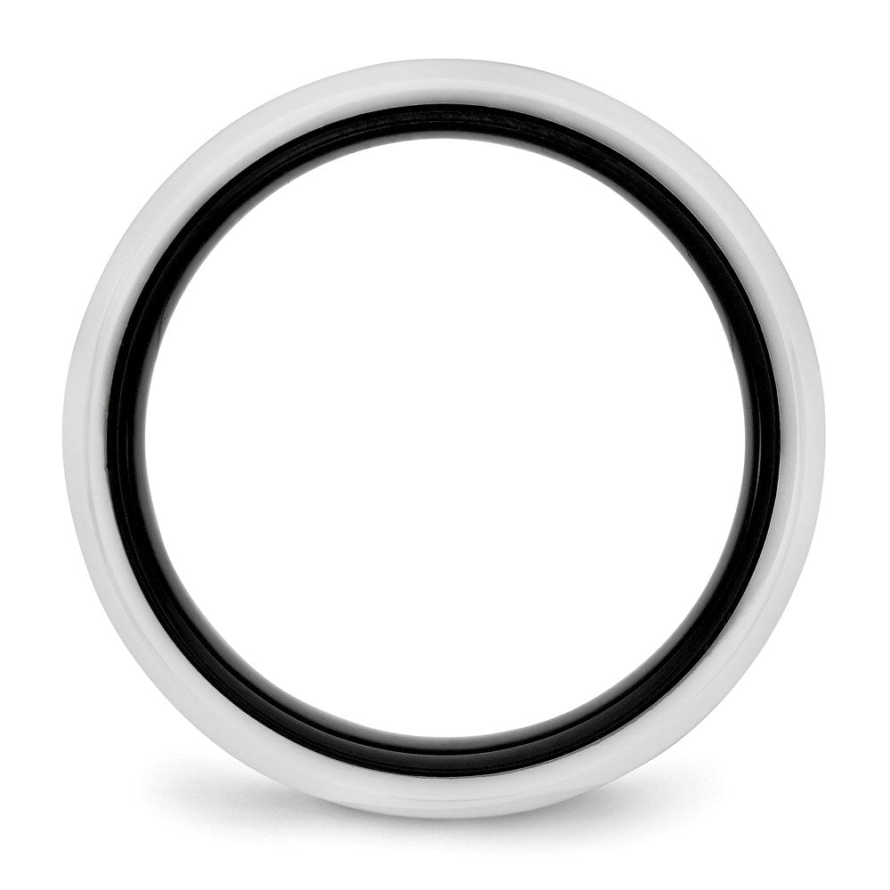 Unisex Fashion Jewelry, Chisel Brand Ceramic Black and White 6.00mm Ring Band