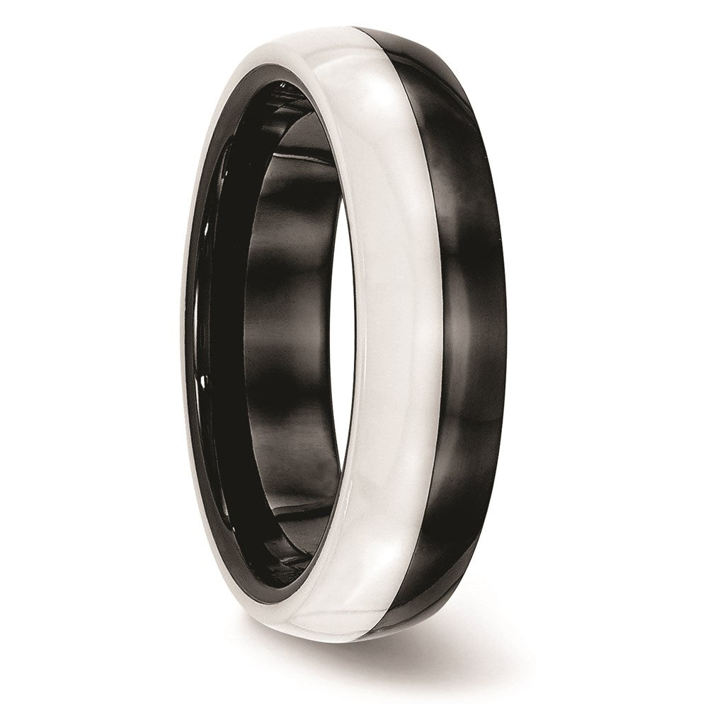 Unisex Fashion Jewelry, Chisel Brand Ceramic Black and White 6.00mm Ring Band
