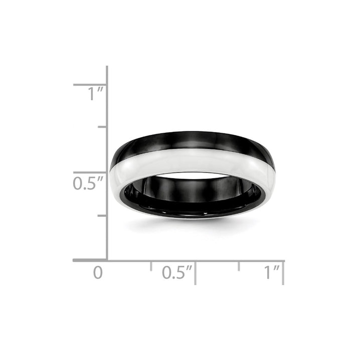 Unisex Fashion Jewelry, Chisel Brand Ceramic Black and White 6.00mm Ring Band