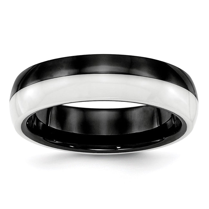 Unisex Fashion Jewelry, Chisel Brand Ceramic Black and White 6.00mm Ring Band