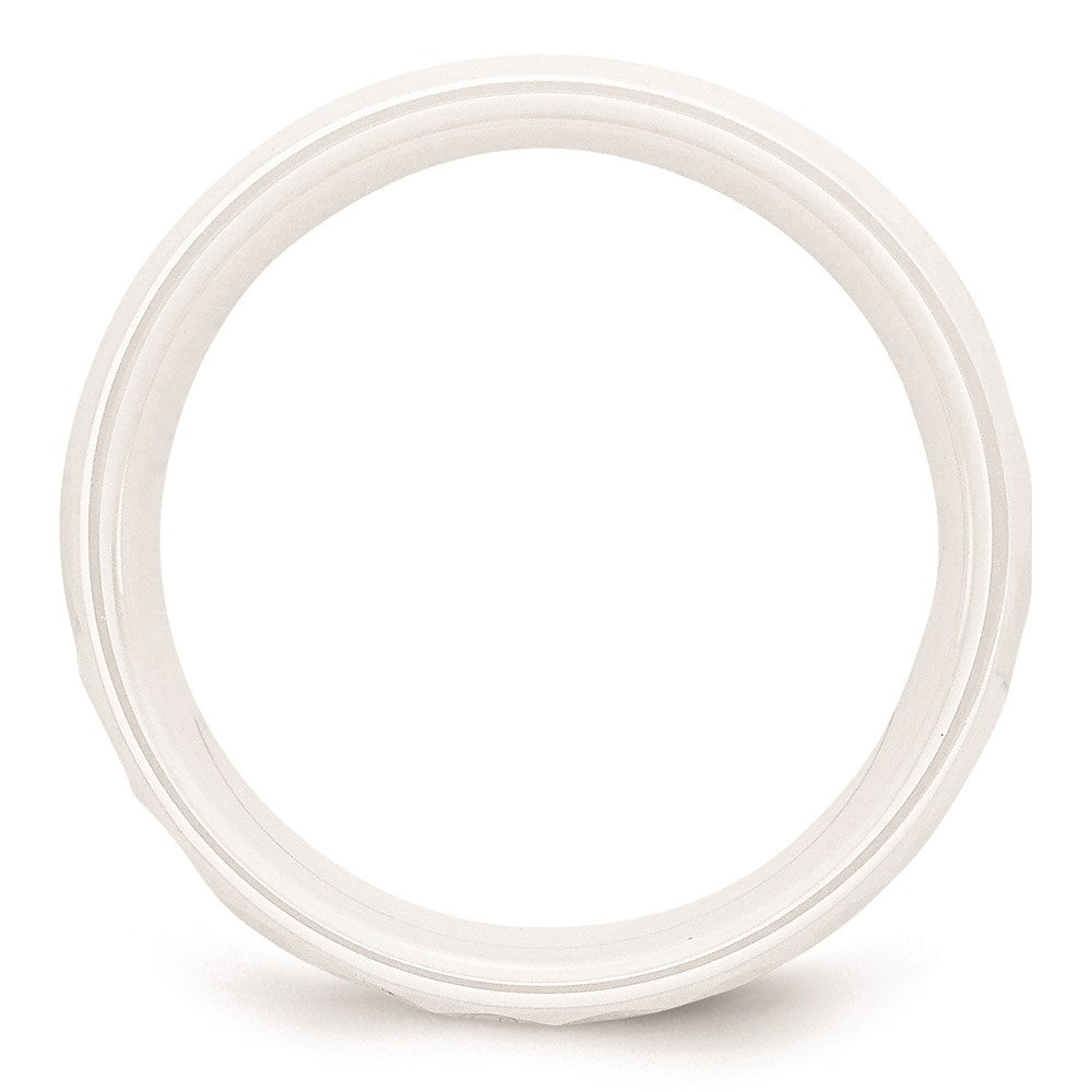 Unisex Fashion Jewelry, Chisel Brand Ceramic White Faceted 8mm Polished Ring Band