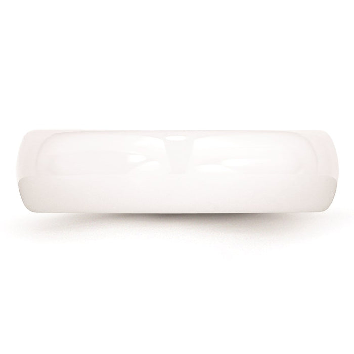 Unisex Fashion Jewelry, Chisel Brand Ceramic White 6mm Polished Ring Band