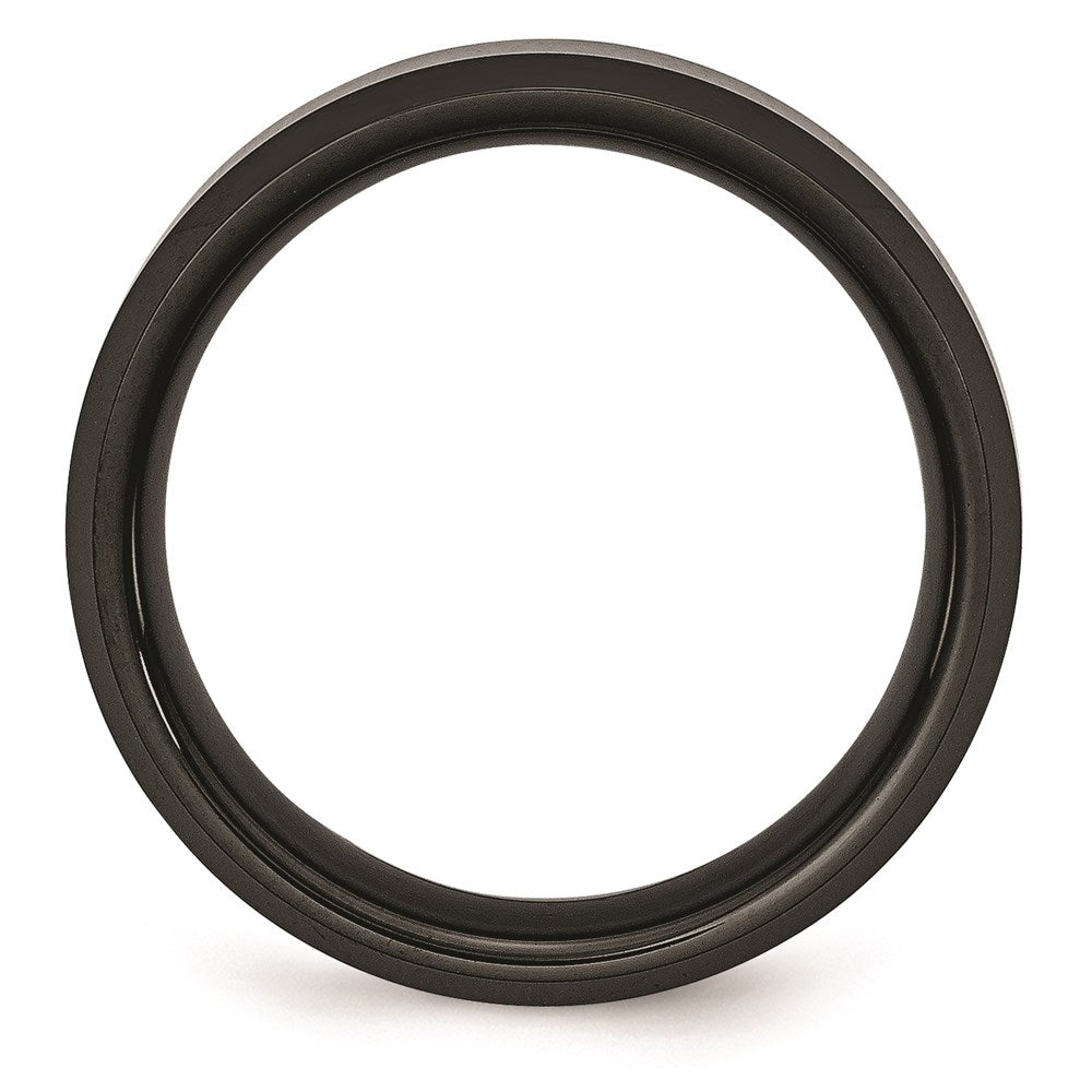 Unisex Fashion Jewelry, Chisel Brand Ceramic Black 8mm Beveled Edge Brushed and Polished Ring Band