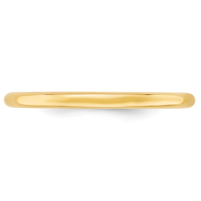 14k Yellow Gold 2mm Standard Comfort Fit Wedding Band Size 6