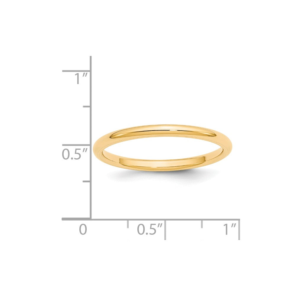 14k Yellow Gold 2mm Standard Comfort Fit Wedding Band Size 4.5