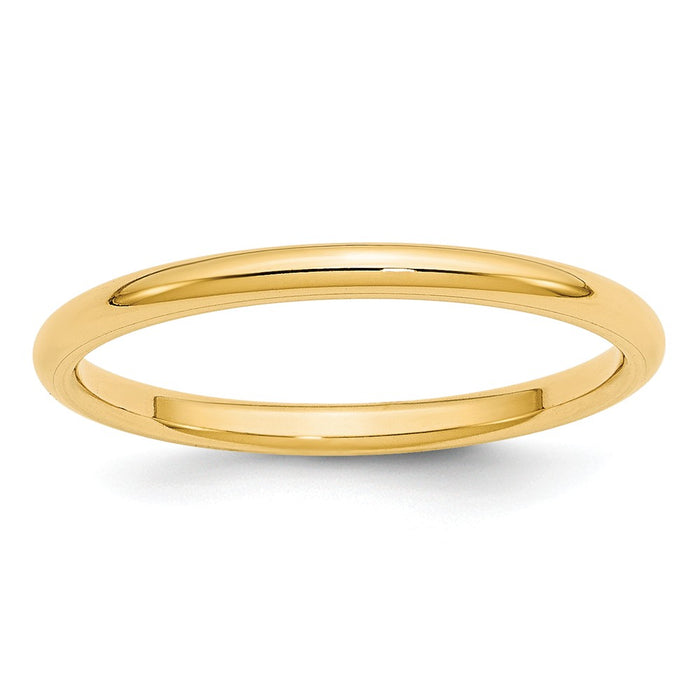 14k Yellow Gold 2mm Standard Comfort Fit Wedding Band Size 4