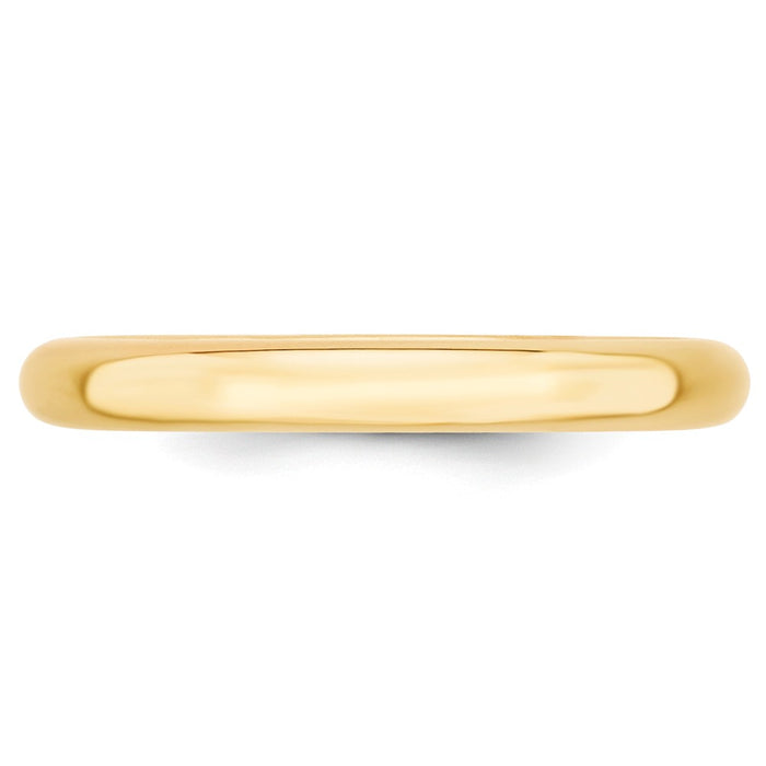 14k Yellow Gold 3mm Comfort-Fit Wedding Band, Size: 9