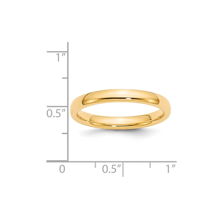 14k Yellow Gold 3mm Comfort-Fit Wedding Band, Size: 5.5