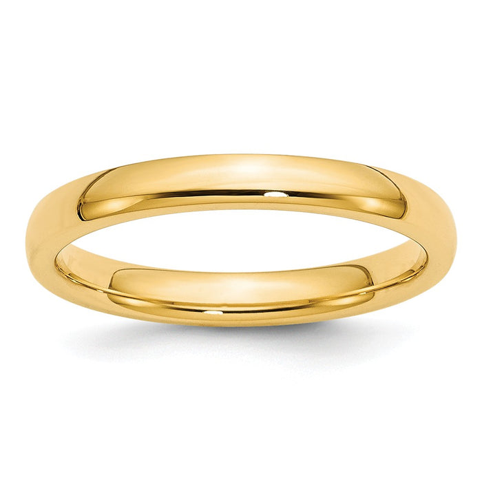 14k Yellow Gold 3mm Comfort-Fit Wedding Band, Size: 10