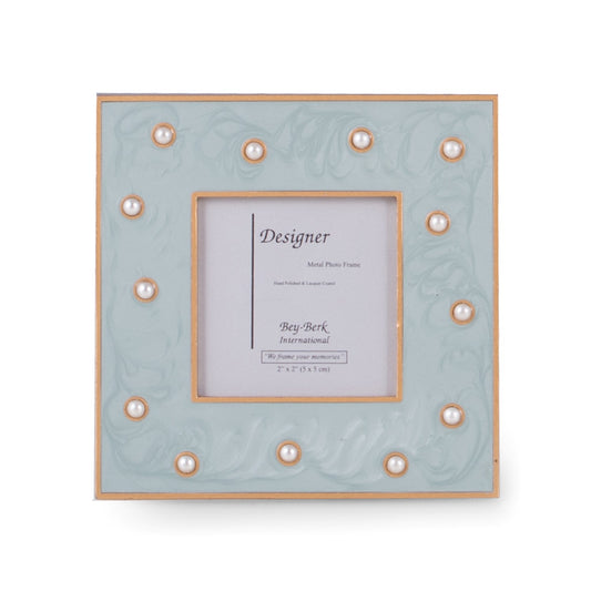 Occasion Gallery Blue Color Blue Enamel 2"x2" Picture Frame with Easel Back. 3.5 L x 0.25 W x 3.5 H in.