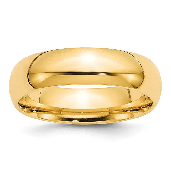 14k Yellow Gold 6mm Comfort-Fit Wedding Band, Size: 10