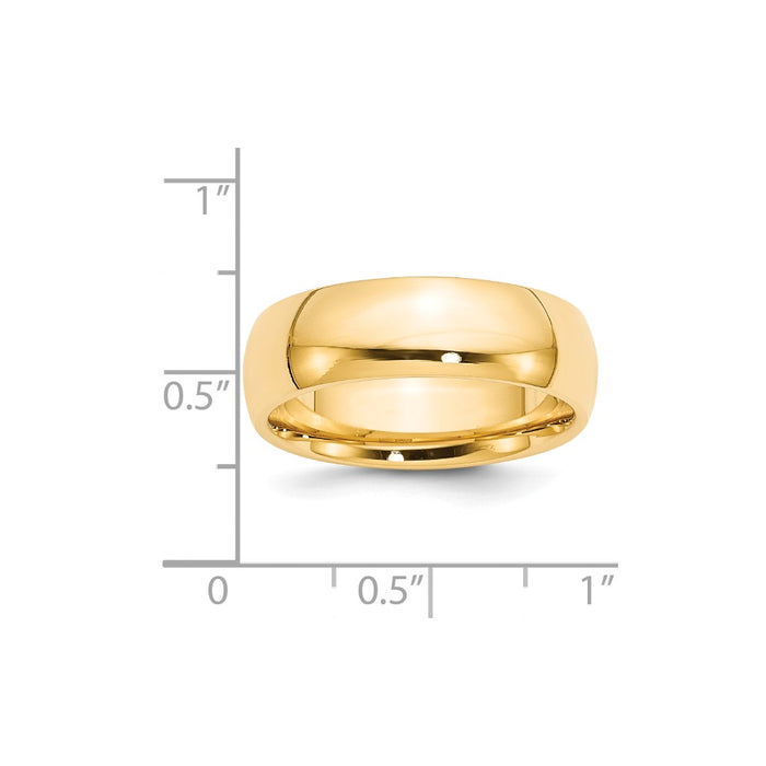 14k Yellow Gold 7mm Comfort-Fit Wedding Band, Size: 6