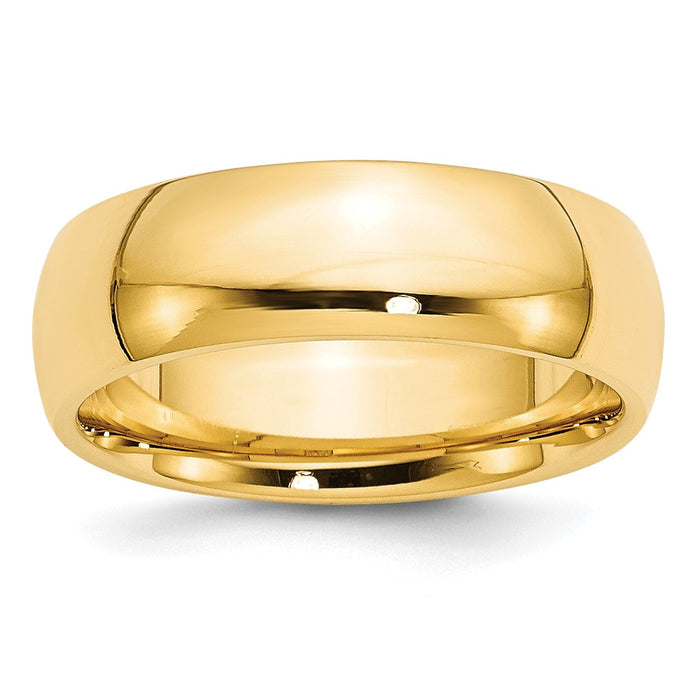 14k Yellow Gold 7mm Comfort-Fit Wedding Band, Size: 7.5