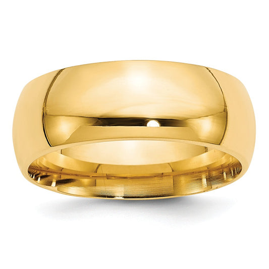 14k Yellow Gold 8mm Comfort-Fit Wedding Band, Size: 8