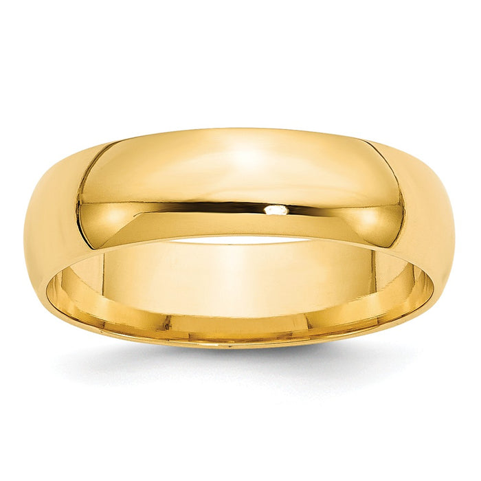 14k Yellow Gold 6mm LTW Comfort Fit Wedding Band Size 9.5