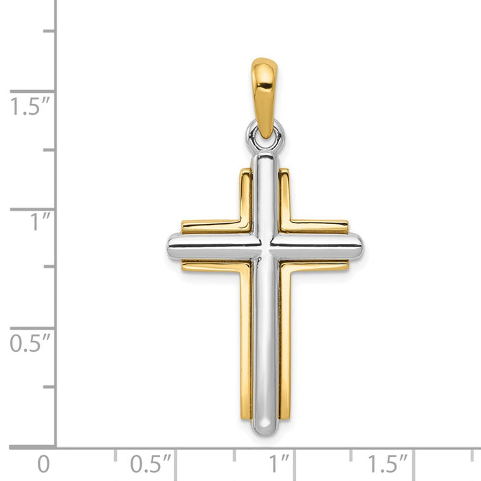 Million Charms 14K Two-Tone Relgious Cross Pendant