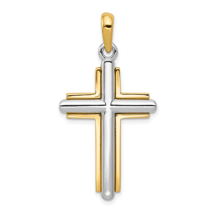 Million Charms 14K Two-Tone Relgious Cross Pendant