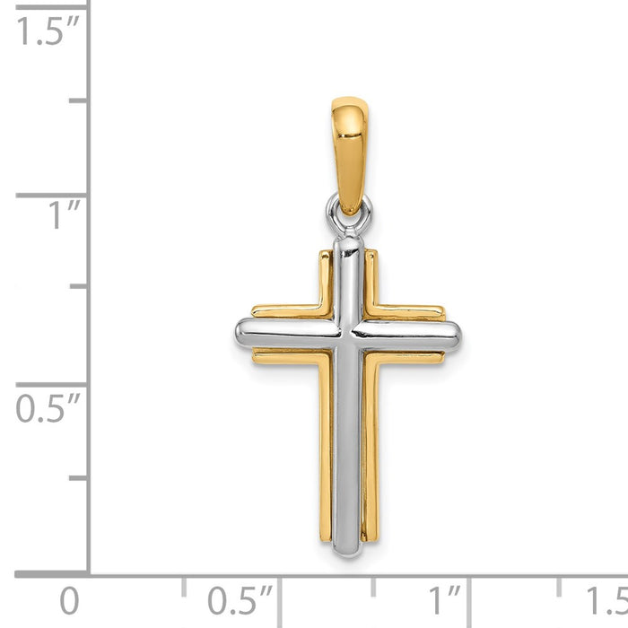 Million Charms 14K Two-Tone Relgious Cross Pendant