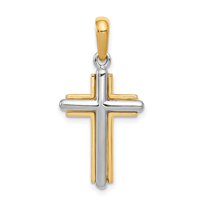 Million Charms 14K Two-Tone Relgious Cross Pendant