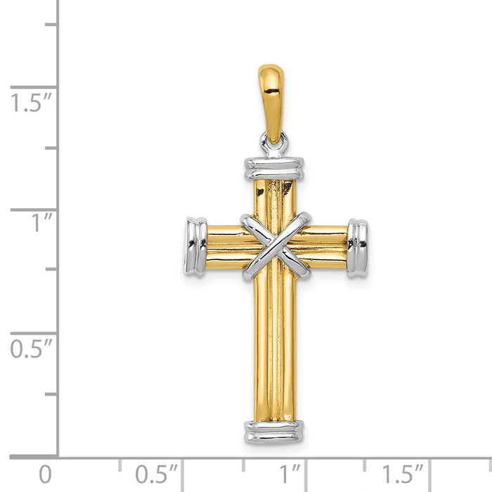 Million Charms 14K Two-Tone Latin Relgious Cross Pendant