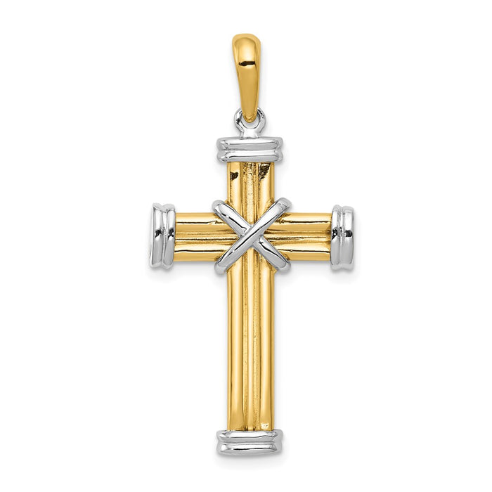 Million Charms 14K Two-Tone Latin Relgious Cross Pendant