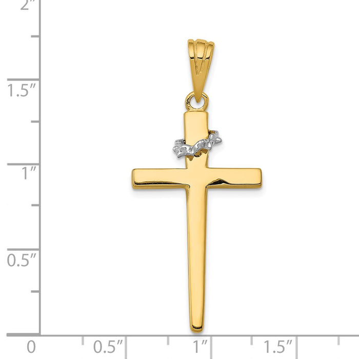 Million Charms 14K Two-Tone Relgious Cross Pendant