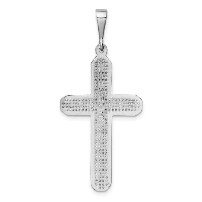 Million Charms 14K White Gold Themed Relgious Cross Pendant