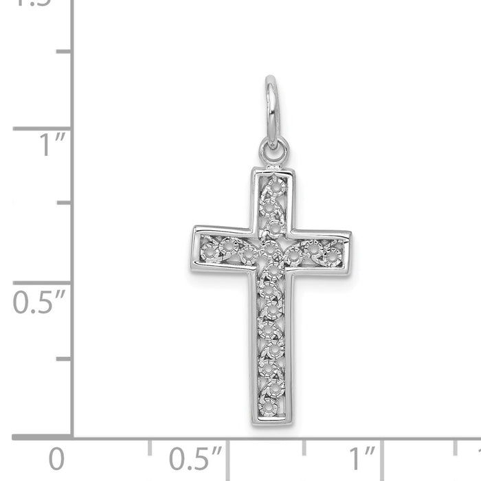 Million Charms 14K White Gold Themed Relgious Cross Charm