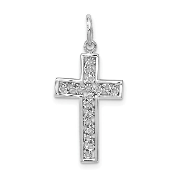 Million Charms 14K White Gold Themed Relgious Cross Charm