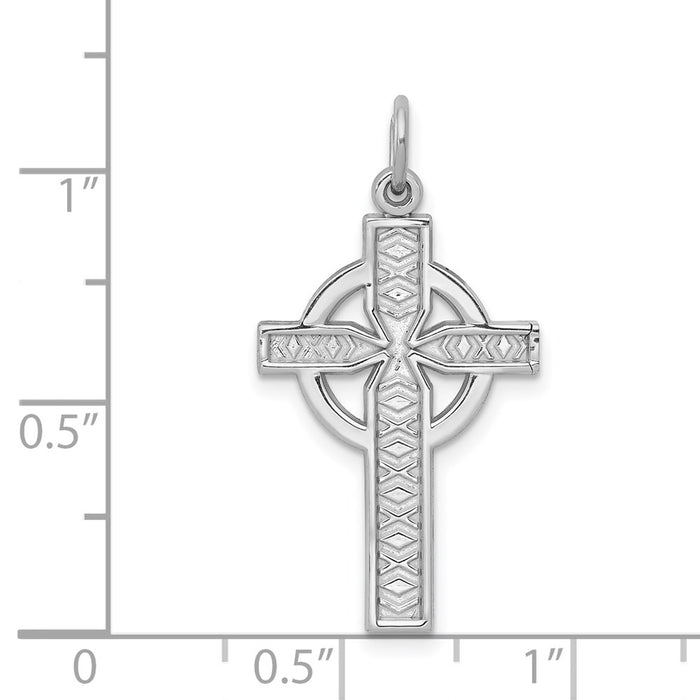 Million Charms 14K White Gold Themed Celtic Relgious Cross Charm