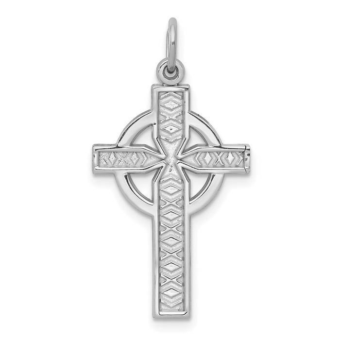 Million Charms 14K White Gold Themed Celtic Relgious Cross Charm