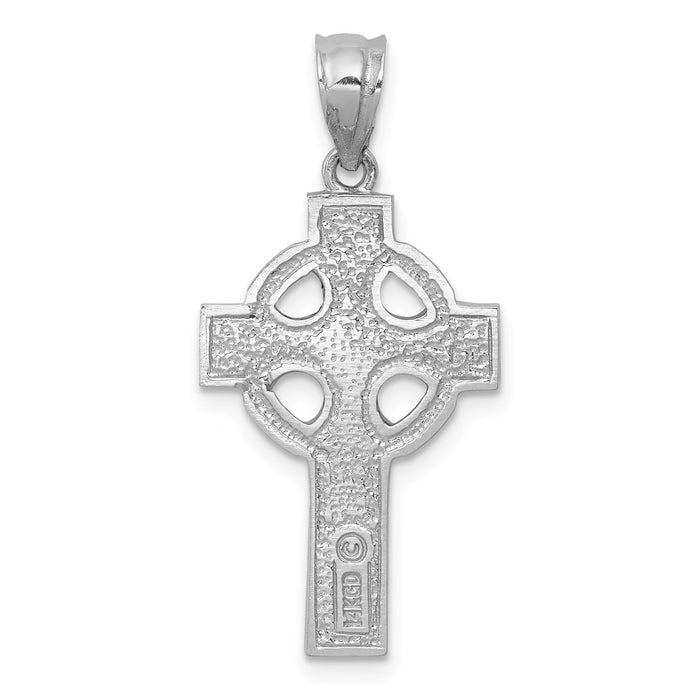 Million Charms 14K White Gold Themed Celtic Relgious Cross Pendant