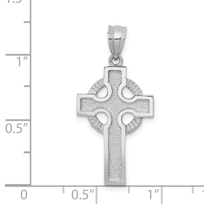 Million Charms 14K White Gold Themed Celtic Relgious Cross Pendant