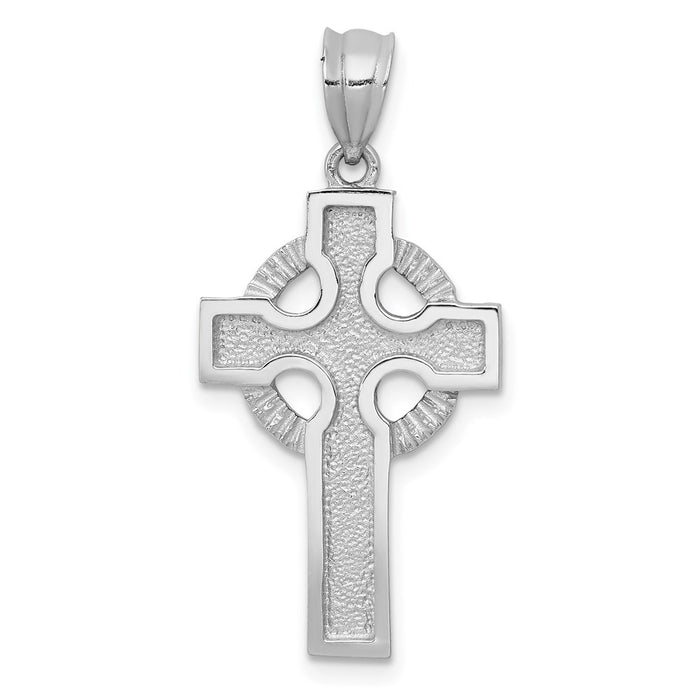 Million Charms 14K White Gold Themed Celtic Relgious Cross Pendant