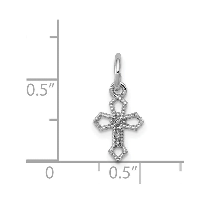 Million Charms 14K White Gold Themed Passion Relgious Cross Charm