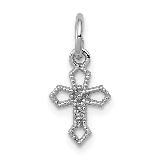 Million Charms 14K White Gold Themed Passion Relgious Cross Charm